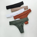 Women Compression Elastic Band Low Rise Seamless Cotton Fitness Thong