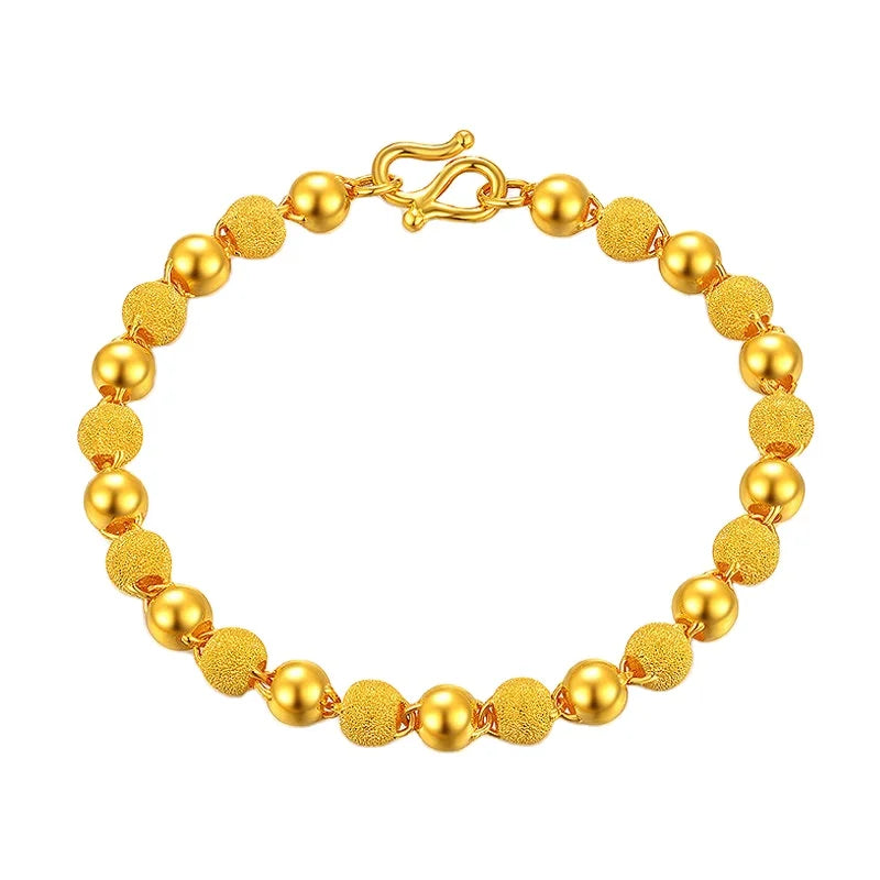 Dubai Jewelry the Same Ese  Gold Plated Women's Bracelet in the Gold Plated Shop Gold Plated-Plated Matte Smooth Beaded Bracelet