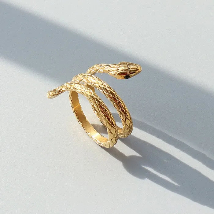 Women Animal Jewelry Stainless Steel 18k Gold Plated Snake Shape Ring