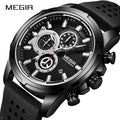 Top Brand MEGIR 2101 Luxury Silicone Sport Watch for Men Clock Men's Quartz Watches Chronograph Relogio Masculino Custom LOGO