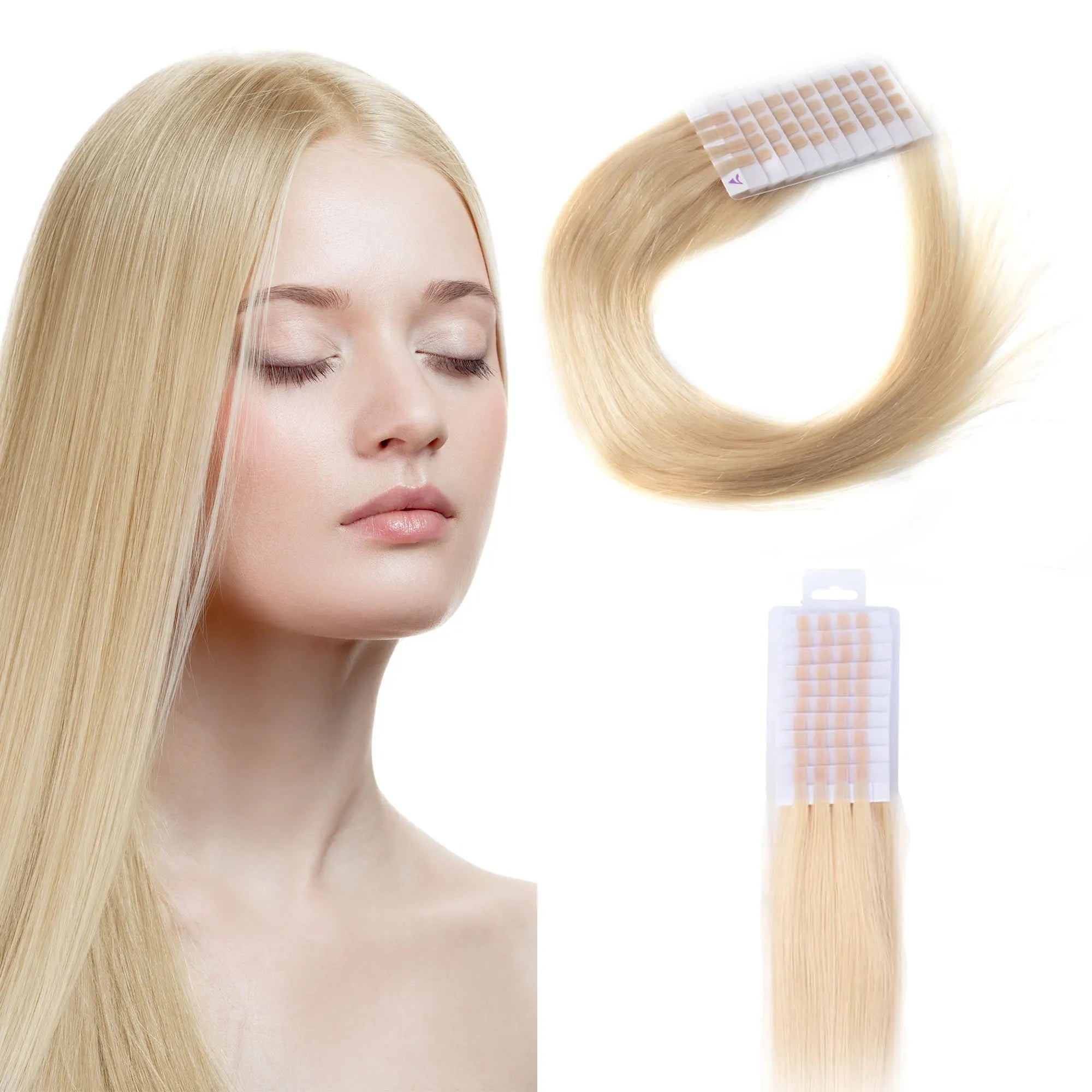 18 20 22 Inch 40g V Light Remy Indian Hair Tape Extensions Kit with V-Light Lamp Glue Remover Silky Straight Wave Chemical Free
