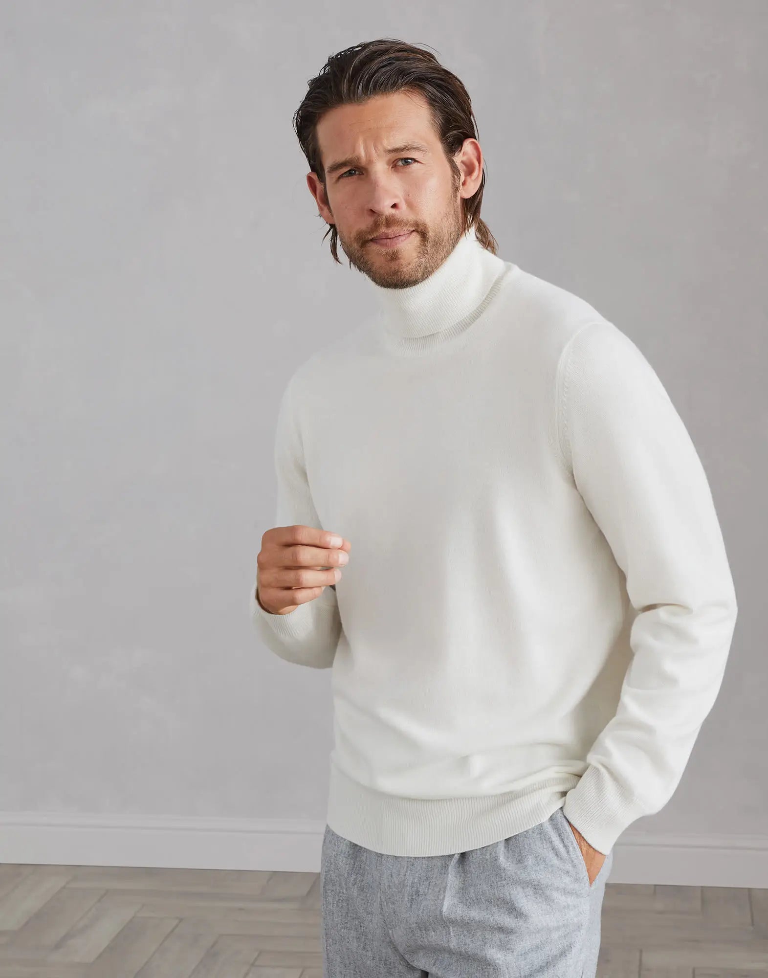 Custom Design Logo Men's Quality Long Sleeve Winter Turtleneck Sweater Fashion Knit Top in Autumn Season Made From Cashmere Wool