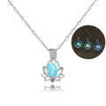 Luminous Glowing in the Dark Moon Lotus Flower Shaped Pendant Necklace for Women Yoga Prayer Buddhism Jewelry