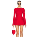 2025 New Arrival Wholesale Women Spring Dress Customized Label Casual Dress Round Neck Long Sleeves Mini  A-line Dress