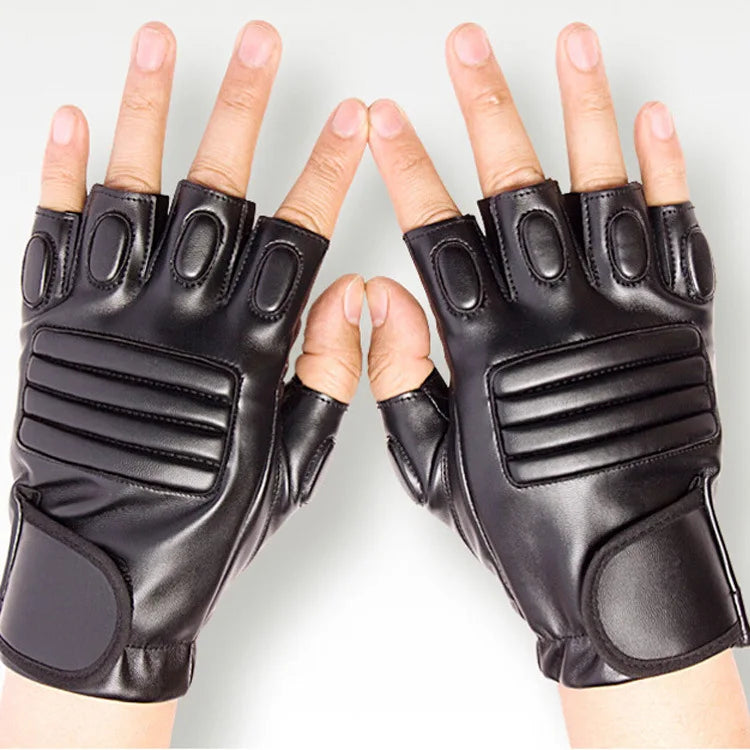 Fingerless PU Faux Leather Gloves Driving Gloves Outdoor Sports Half Finger Glove