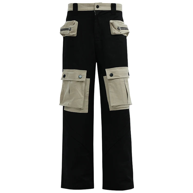 Men's Sweatpants Manufacturer Custom Heavyweight Workwear Wide Leg Pants Contrast Color Pocket Panels Sweatpants