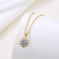 Fashion Gold Plated Stainless Steel Necklace Full Diamond Zircon Necklace Adjustable Clavicle Chain Crystal Sunflower Necklace
