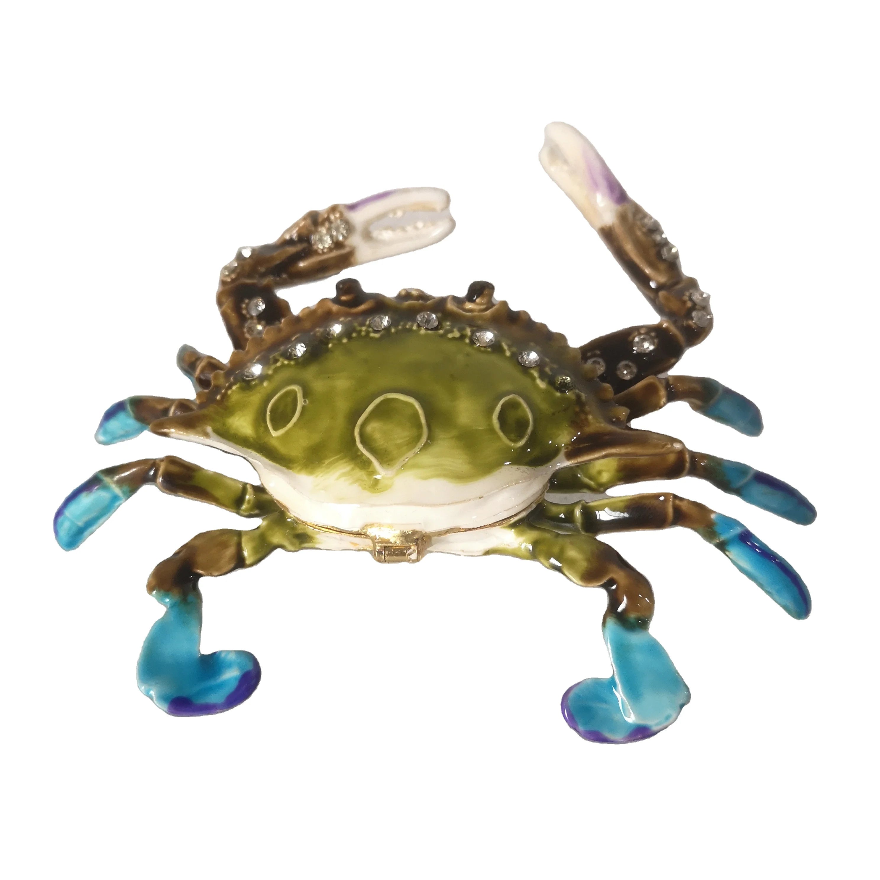 Animal Trinket Jewelry Box Crab Shape Metal Craft Rhinestone Metal Crab Box