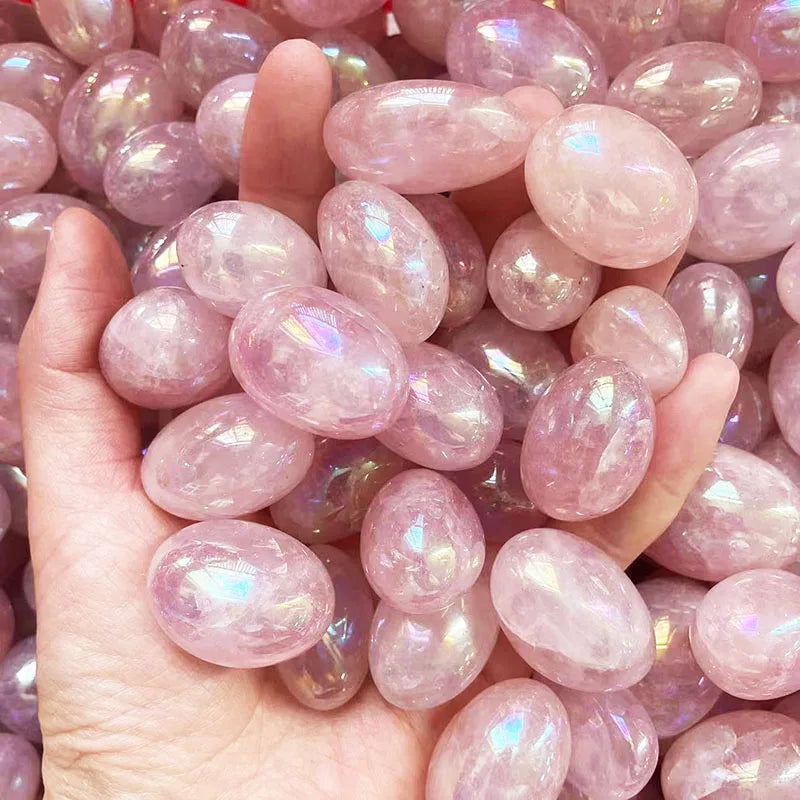 Crystals Wholesale Bulk Tumble Natural Angel Aura Rose Quartz Tumbled Healing Crystal  Stone