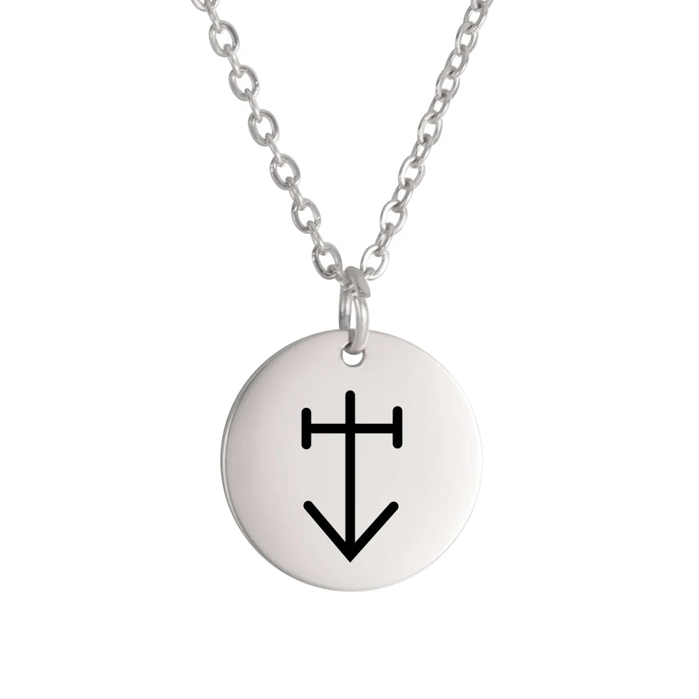 Vintage Viking Talisman Necklace Small Charm Odin Symbol Stainless Steel Pendants Necklace Good Luck Amulet