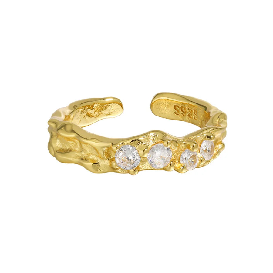 Whosale White CZ Zircon Ring 925 Sterling Silver 925 Jewellery Rings Gold Plated Adjustable Silver Ring for Woman