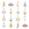 SC Jewelry Diy Necklace Bracelet Jewelry Accessories Silver Gold Copper Zirconia Crescent Pentagram Lips Heart Crown Pendant