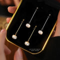 Trendy Women Jewelry Hanging Dangling Studs Earring 925 Sterling Silver Long Tassel Pearl Earrings