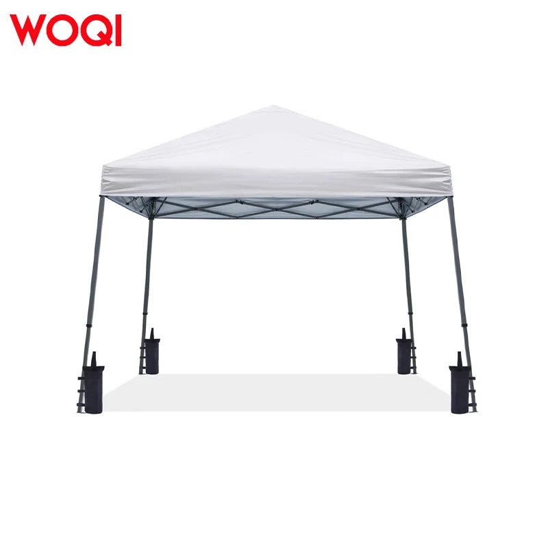 WOQI Lightweight Durable 3x3 Gazebo Outdoor Canopy Tent Compact Wheeled Bag Slant Leg Design Waterproof Folding Features