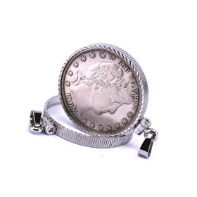 Small MOQ and Ready in Stock Diamond Coin Bezel Fittings Fashion Screw on Stainless Steel Diamond Cut Half Dollar Bezel Frame