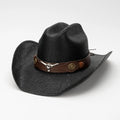 Summer Hot Sale Western Cowboy Hat Curved Brim Breathable Straw Hat Outdoor Sunshade Panama Paper Checked Unisex Hat