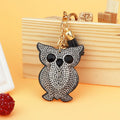 Cute Fashion Animal Owl Key Rings Bling Crystal Rhinestone Key Chains Owl Keychain Bag Charm Pendant Leather Tassel Owl Keychain