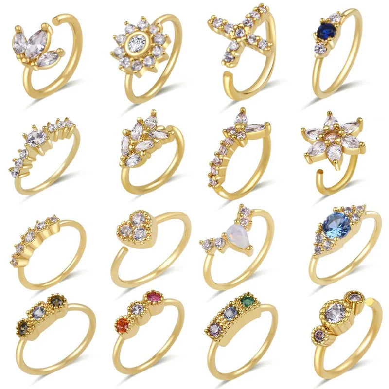 Wholesale Piercing Jewelry Nose Ring 18k Gold Preserved Nose Ring Sparkling Colorful Zircon Nose Ring for Women