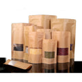 Eco Recycled Resealable Ziplock Kraft Paper Bags with Three Sides Sealed for Food Packaging Sugar Pizza Cookies & Snacks