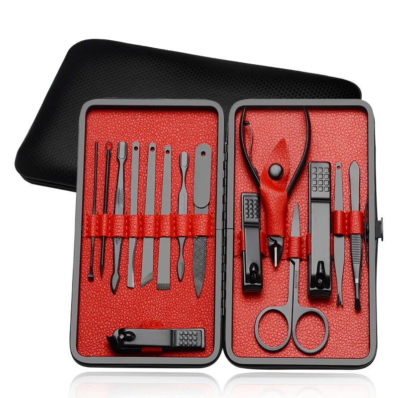 Wholesale Customized Stainless Steel 15-in-1 Manicure Pedicure Set-Professional Nail Care Tools Ingrown Toenail Clipper Portable