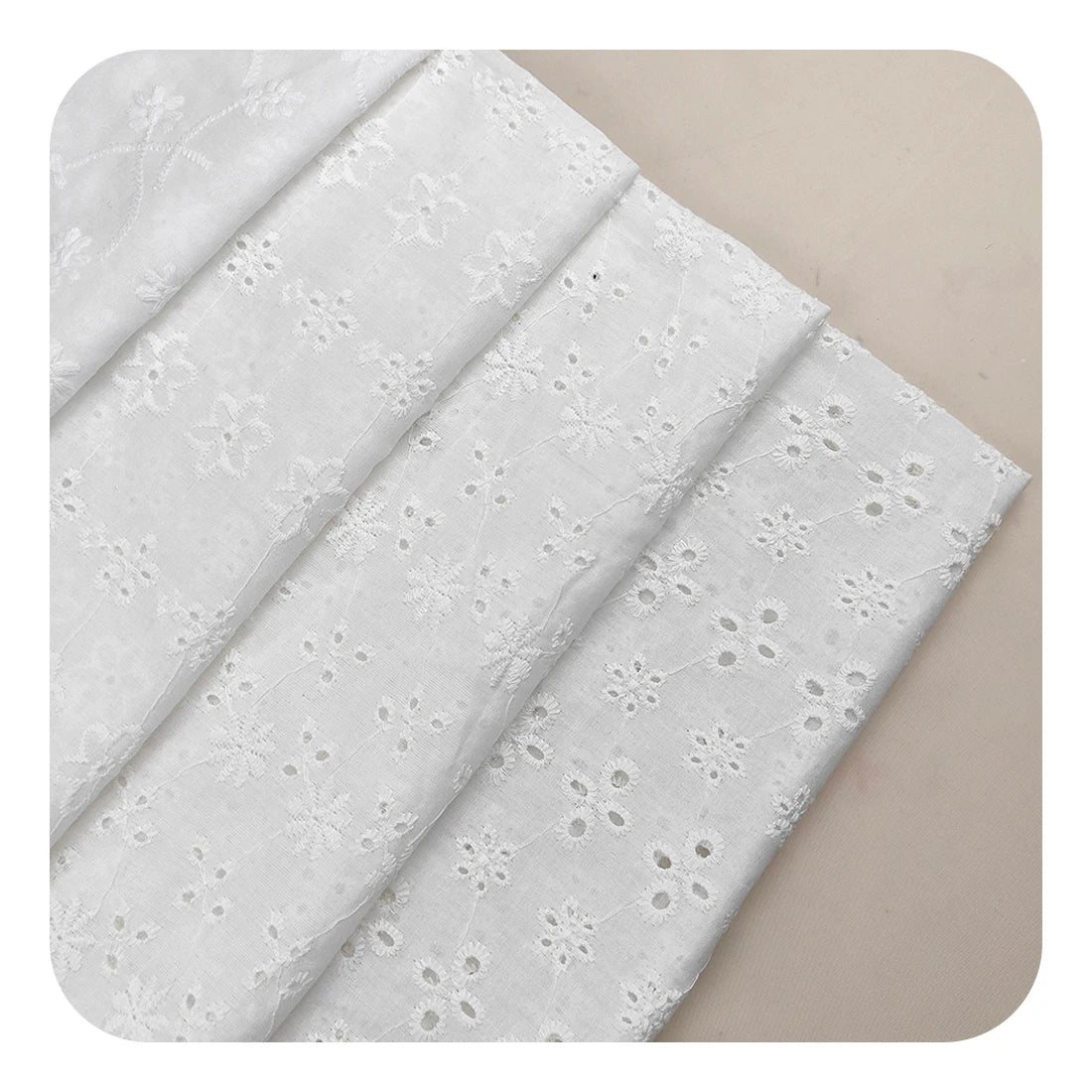 Wholesale 100% Cotton Woven Embroidered Eyelet Lace Fabric with Customized Embroidery for Bridal Dresses & Weddings