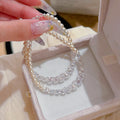 Wholesales Good Luck Cute Handmade Beaded Bracelet Round Shape with Rabbit and Imitation Pearl Pendant Bracelet for Women