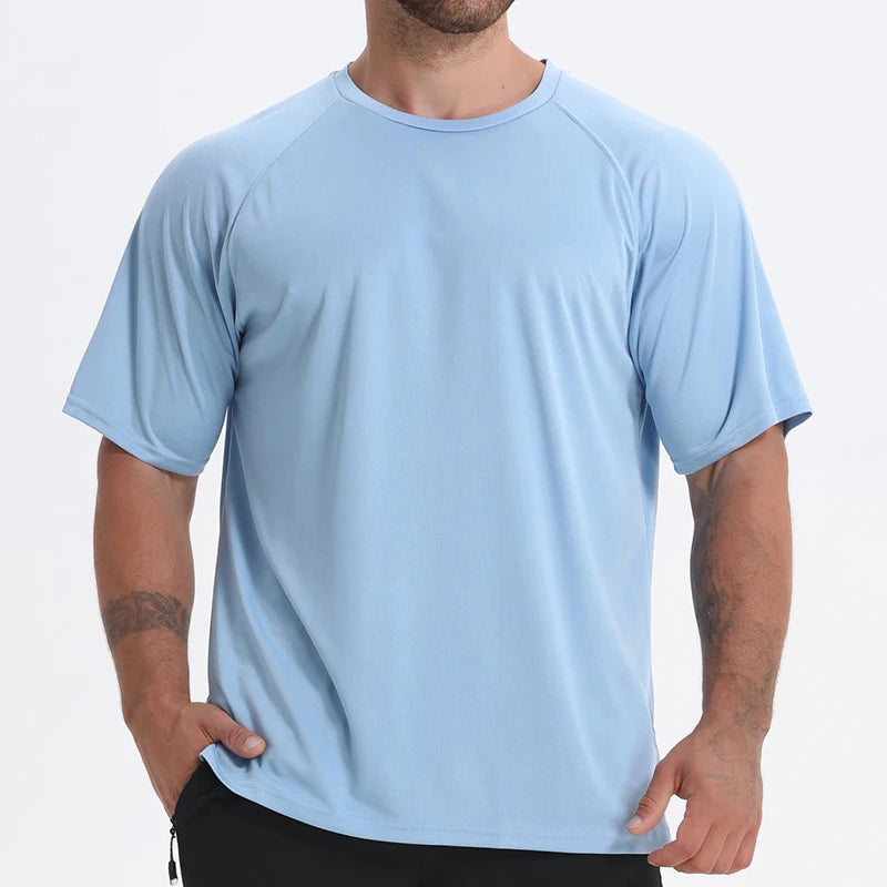 Workout Shirts Men Breathable Mesh Gym Shirt Loose Casual Side Split Blank T Shirt for Men 100% Polyester