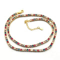 Daidan Tennis Necklace 3mm Turquoise Stone 925 Tennis Colorful Cubic Zircon Chain Ice Silver Tennis Turquoise Necklace