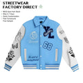 Wholesale Custom Streetwear ODM Designer Embroidered 700gsm Leather Varsity Letterman Winter Jacket for Men