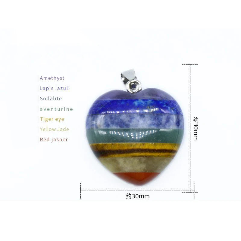 Wholesale Fashion Jewelry HZ Crystal Heart Pendant Chakra Stone Set Gemstone Necklace