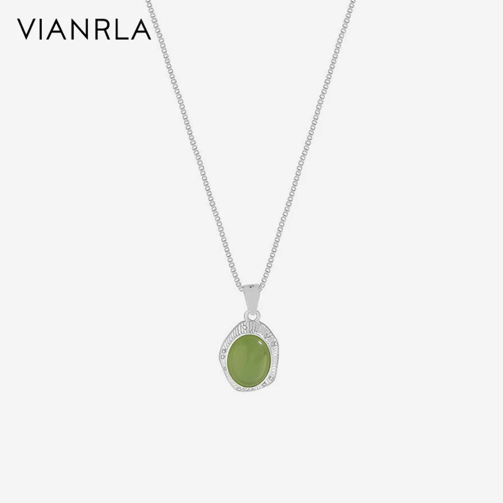VIANRLA Jewelry Necklace Crystal Stone Pendant 925 Sterling Silver 18k Gold Chain Dainty Jewelry