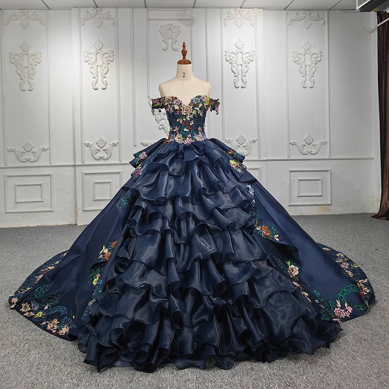 Luxury Satin Party Evening Dresses Appliqued Quinceanera Dresses for Girls Jancember 9996