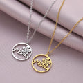 Mama Necklace Waterproof Jewelry 14k Gold Plated Stainless Steel Pendant Necklace Trendy Circle Mama Flower Necklace for Mother