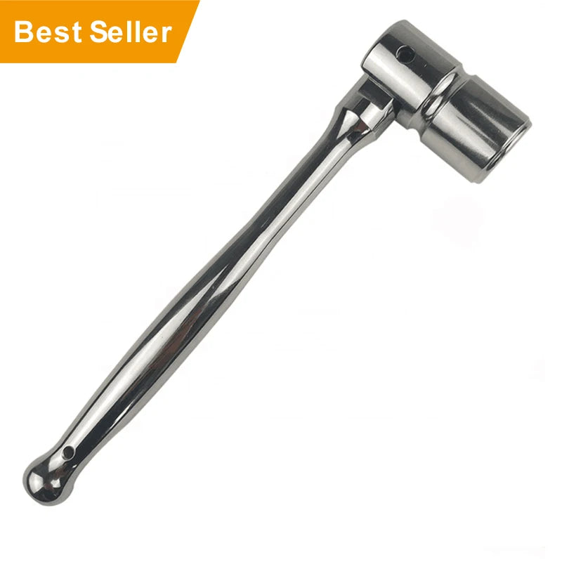 LINYI QUEEN Scaffold Spanner Chrome Plated with Lanyard Ring Double Hex Socket Swivel 180 Degrees Strikeable Head Poka Handle