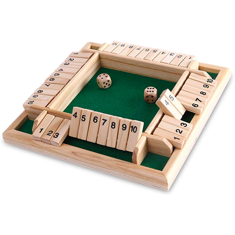 2025 High Quality Custom Logo Wooden Shut the Box Dice Game Table Top Roller for 4 Players Entertaining Board Game