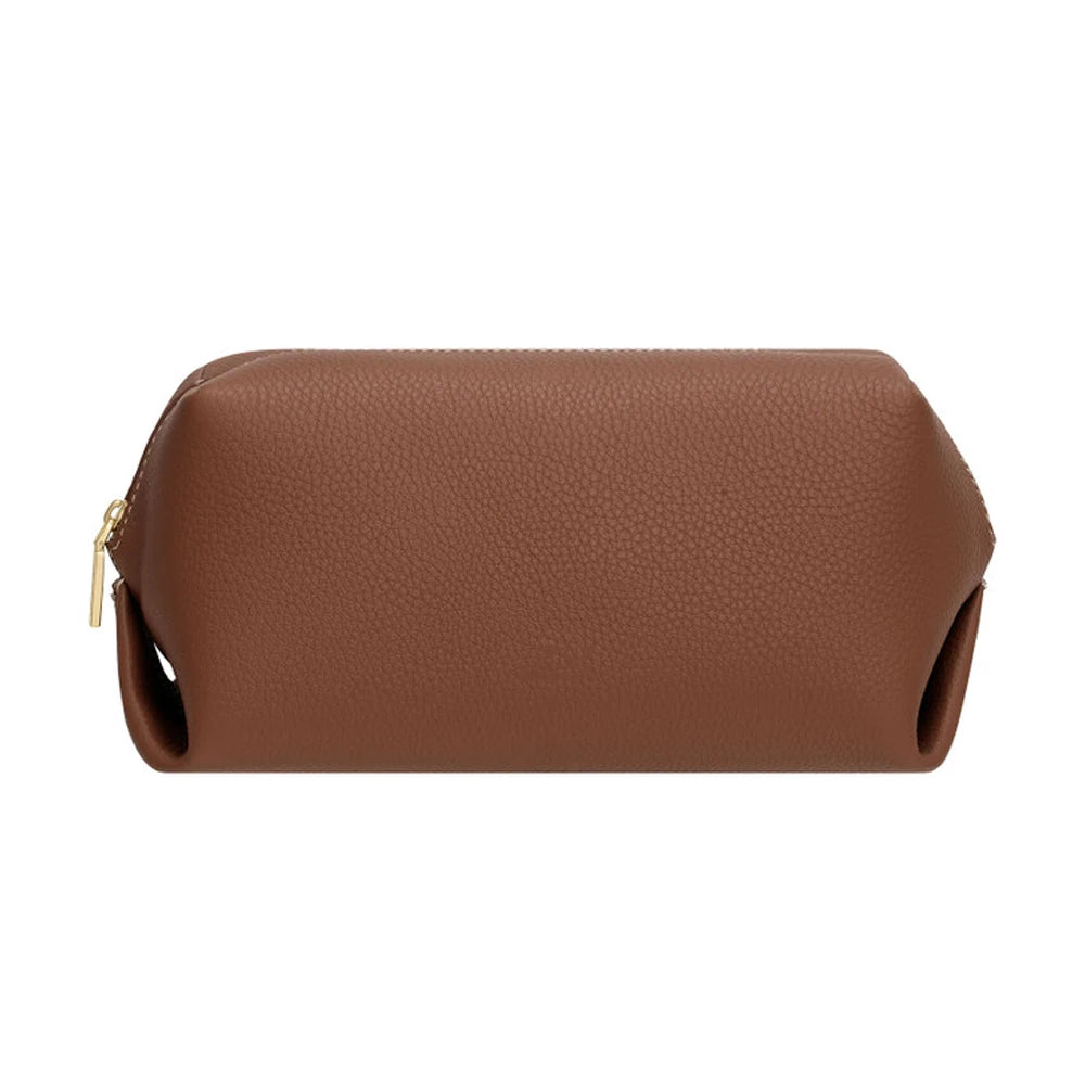 Portable Handmade Custom Logo Luxury Leather Cosmetic Bag with Zipper Closure Toiletry Bags for Women Makeup Bag Organizer