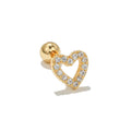 ZUOLA Cute Fashion Piercing Jewelry Studs Earring 18K Gold Plated Heart Colorful Zircon Labret Eco-friendly Titanium Daily Wear