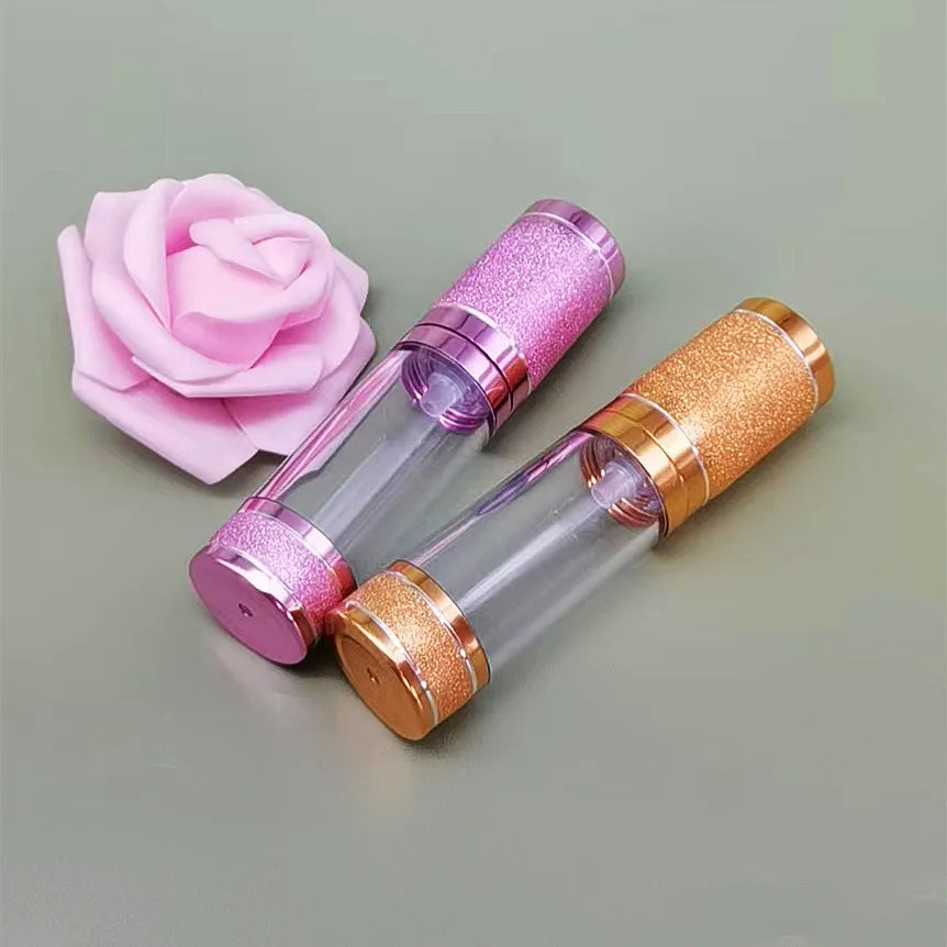Customized 15ml 30ml 50ml pink Gold Purple Cosmetic Travel Lotion Bottle Aluminum Gold pink purple Vacuum Pump Lotion Bottle