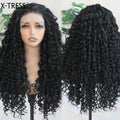 X-TRESS Black Synthetic Lace Front Wig  6*13 HD Lace Glueless Deep Loose Wave Wig Synthetic Wig Heat Resistant for Black Women