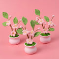 Handmade Peach Blossom Artificial Flower Small Potted Plant Ornament Crochet Sheer Wool Yarn Girly Heart Valentine's Day