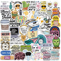 50 Pcs Satirical Graffiti PVC Waterproof Stickers for Skateboard Laptop Table Pencil Case Refrigerator Table and Books