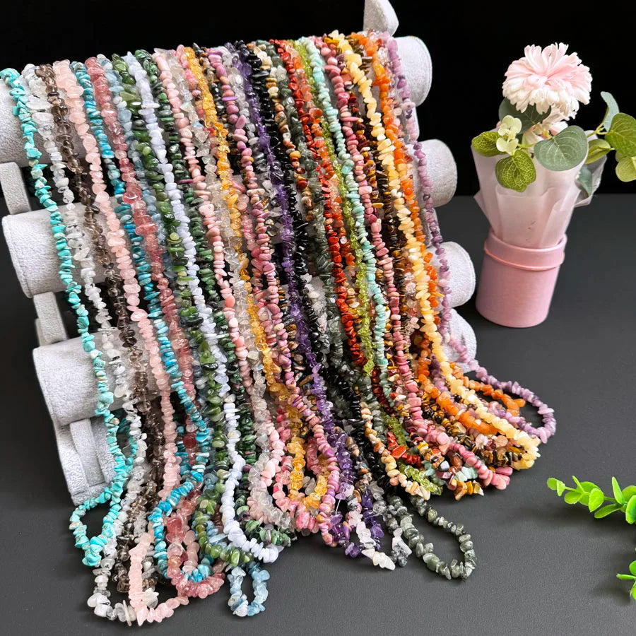 5-8mm Wholesale Crystal Quartz Tumbled Chip Stone Irregular Shaped Drilled Gravel Loose Beads Strand for Jewelry Making