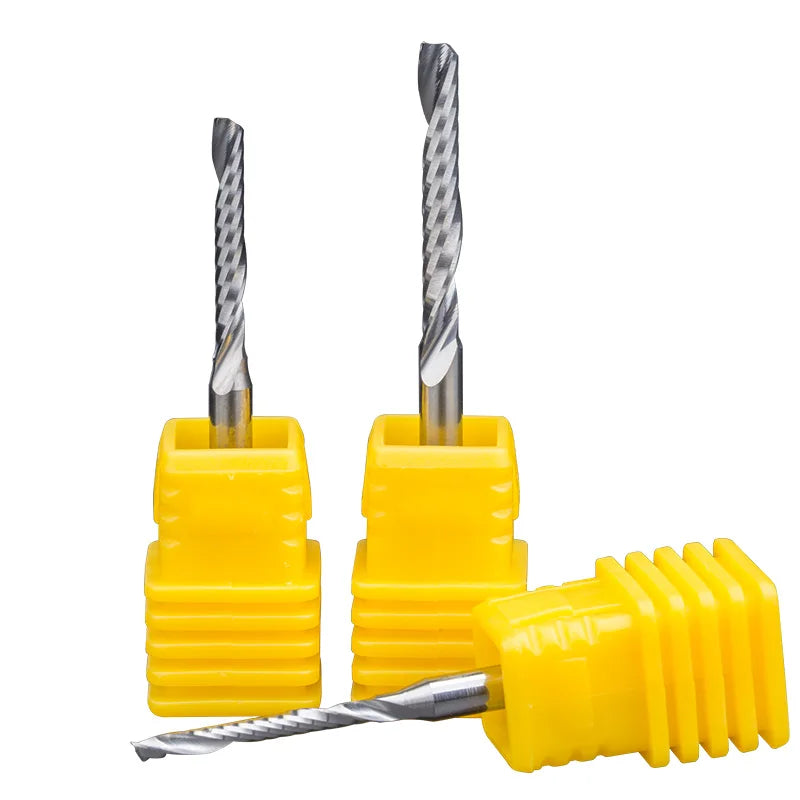 HUHAO 3.175mm Single Flute Spiral Milling Cutter Tungsten Steel HSS Carbide CNC Acrylic Cutting Router Bits 2283