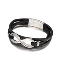New Fashion Trend 8-character Infinite Leather Bracelet Personalized Woven Multilayer Stainless Steel Jewelry