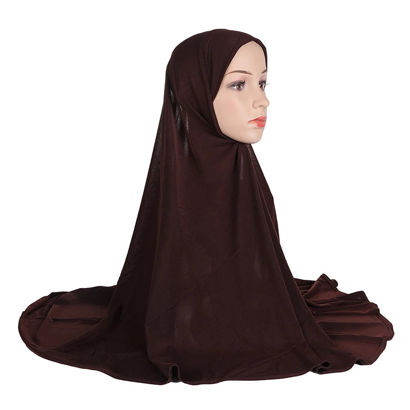 Large Size 90*80cm Plain Pull-On Instant Hijab Muslim Pray Amira Scarf Head Wrap for Summer