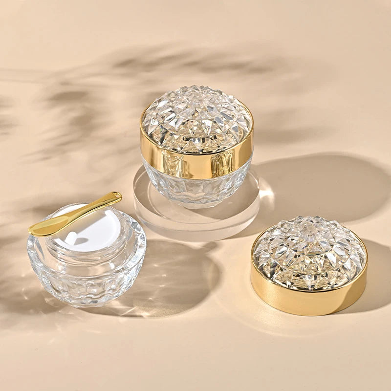Custom logo Luxury Design Empty 50g 50ml Skincare Face Cream Glass Diamond Cosmetic Container