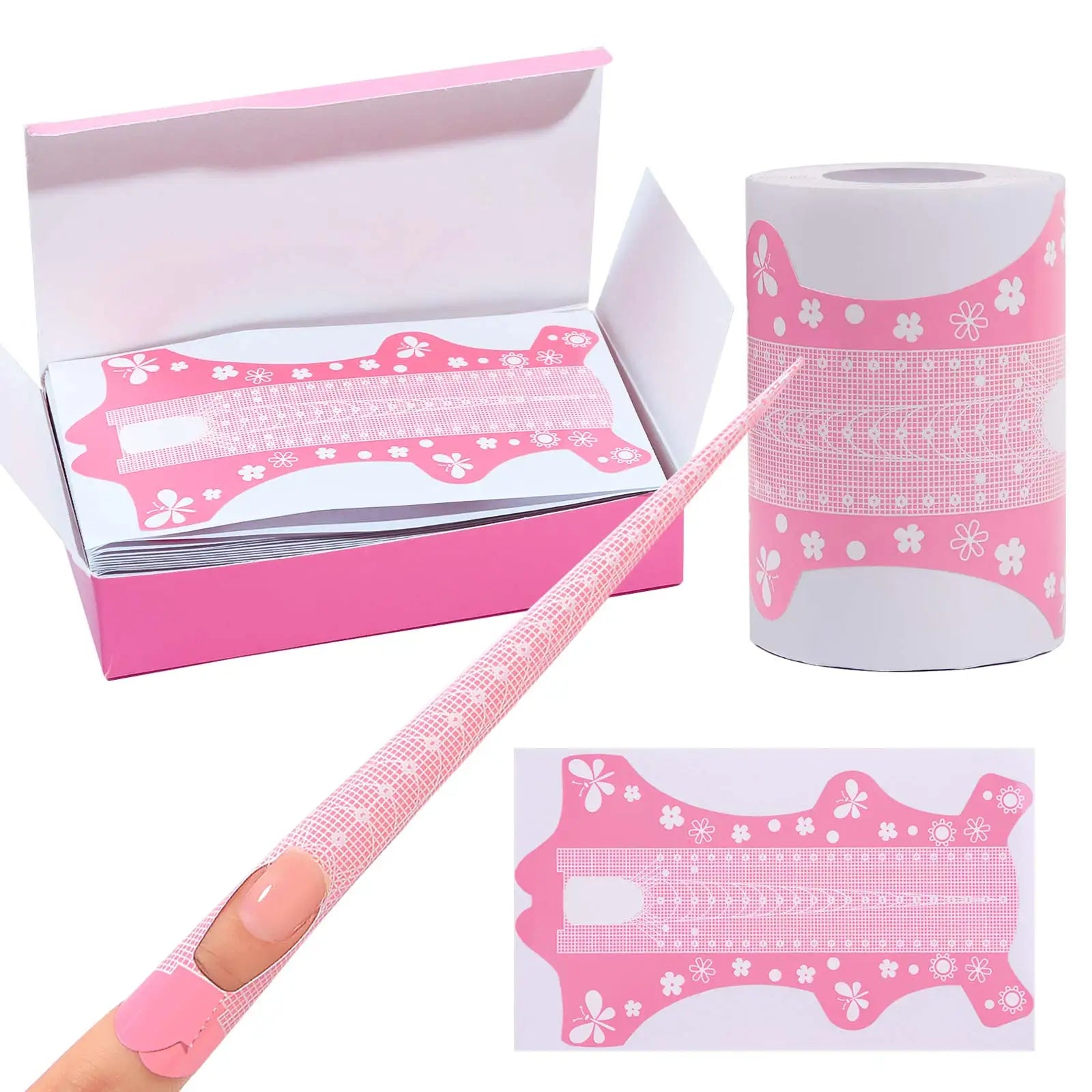 Misscheering 50/100Pcs Butterfly  Pink Shape Nail Art Tips Form Extension  Guide Sticker French DIY Acrylic UV Gel Manicure Tool