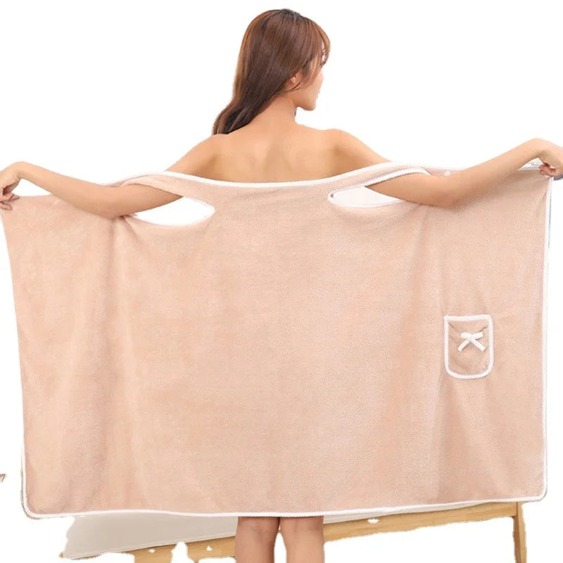 Super Absorbent Microfiber Bath Spa Towel Fashion Coral Fleece Wearable Bathrobe for Adults Babies Beach Body Wrap Washcloth