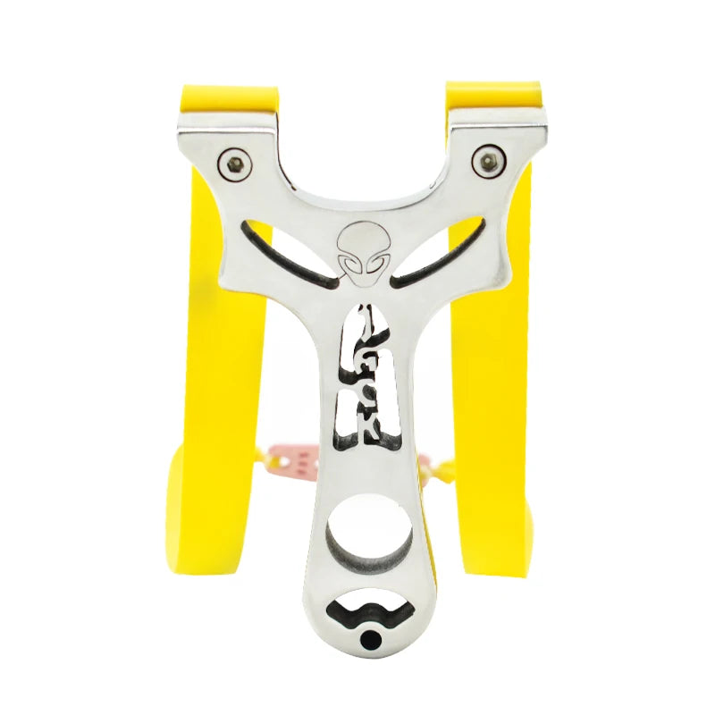 Piaoyu New Stainless Steel Slingshot Set With Flat Rubber Band Fish Shooting Carved Powerful Slingshot Set