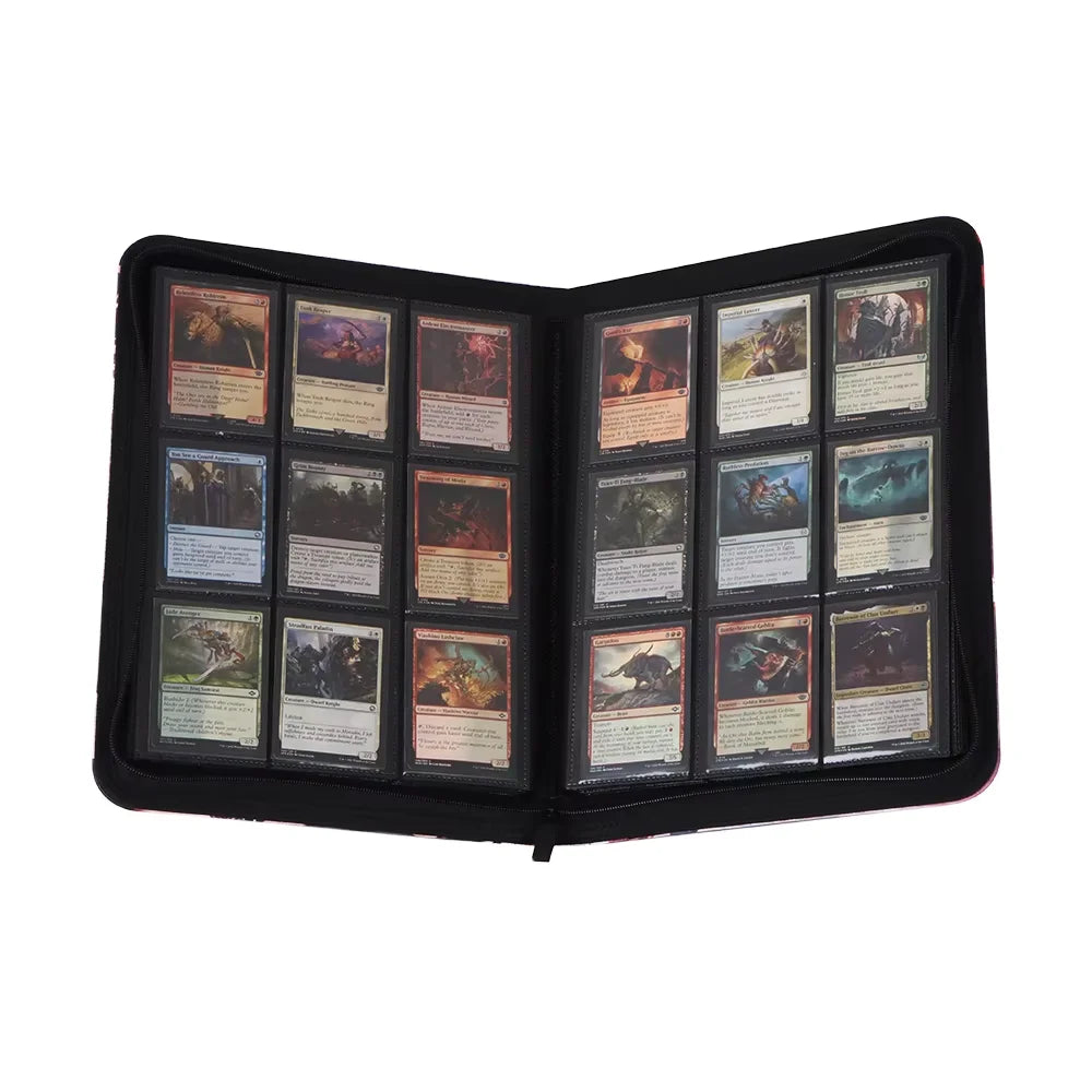 Custom PU Leather 9 Pocket 252 Toploaders Ring-less Double Sided Pockets Sports Trading Card Premium Top Loader Zipper Binders